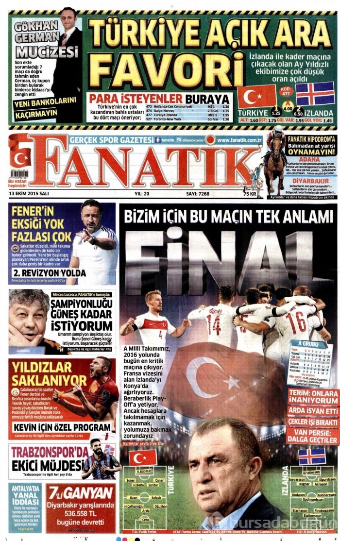 Gazete manşetleri (13 Ekim 2015)