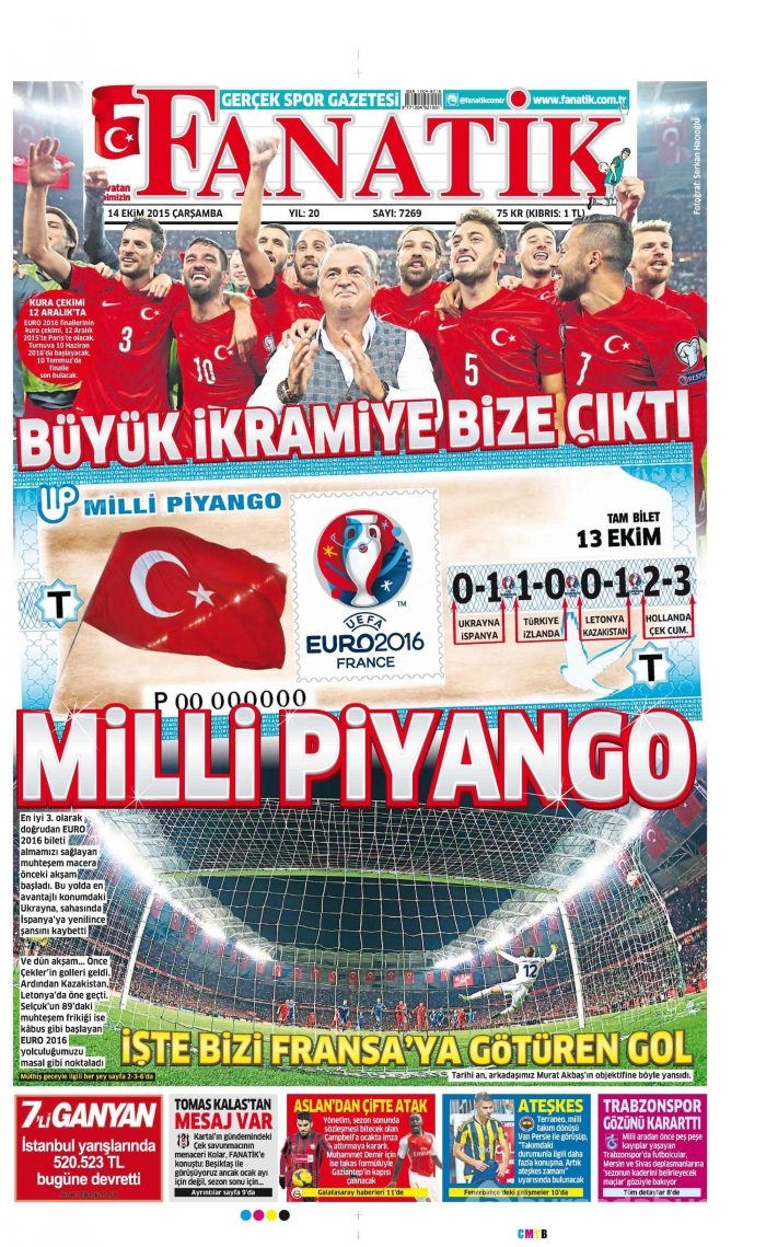 Gazetelerin Milli Takım manşetleri