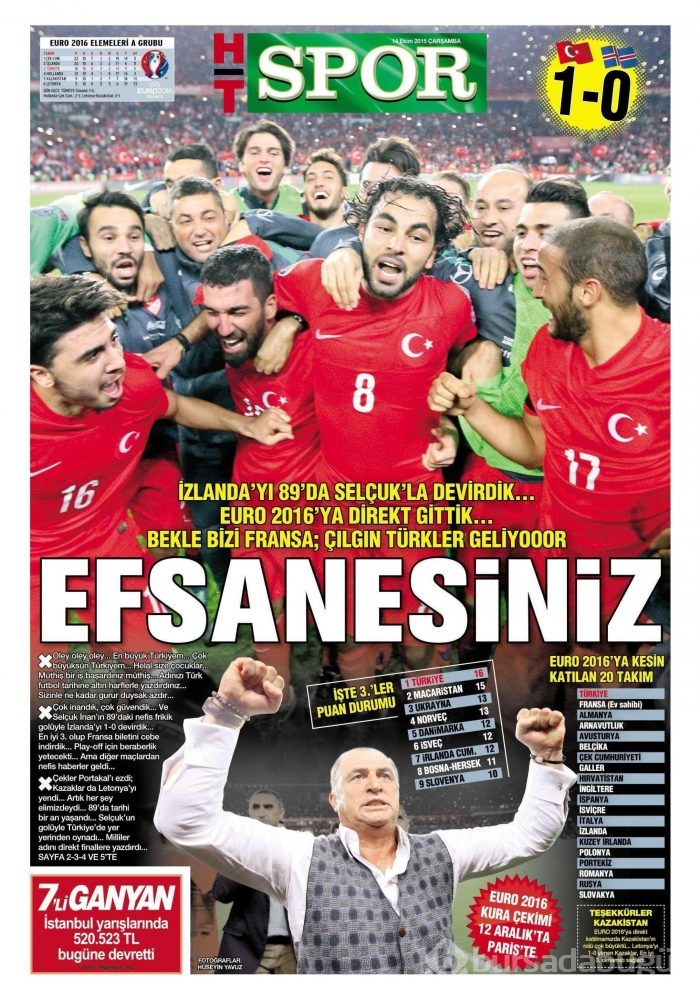 Gazetelerin Milli Takım manşetleri