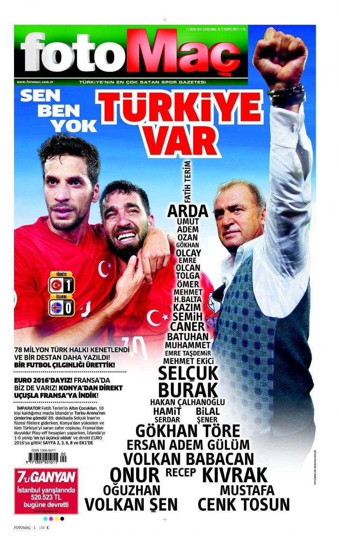 Gazetelerin Milli Takım manşetleri