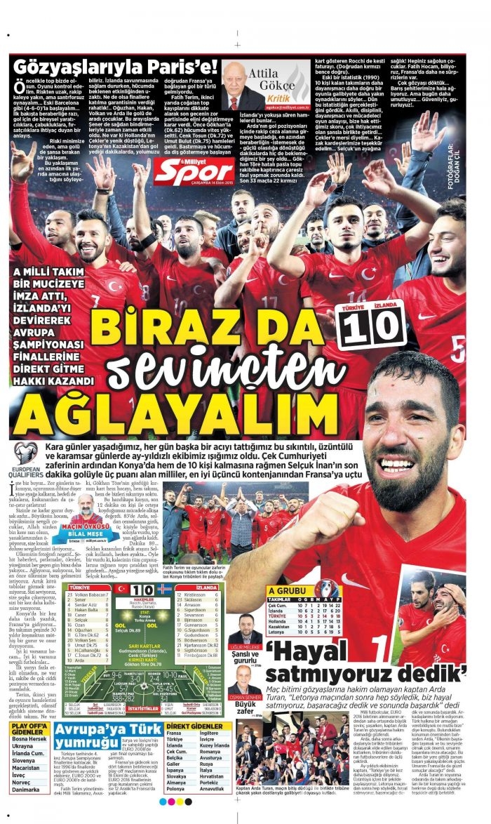 Gazetelerin Milli Takım manşetleri
