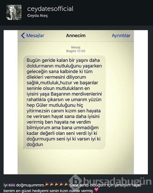 Ceyda Ateş'i duygulandıran mesaj
