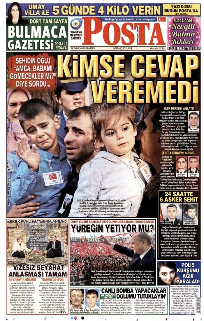 Gazete manşetleri (19 Ekim 2015)