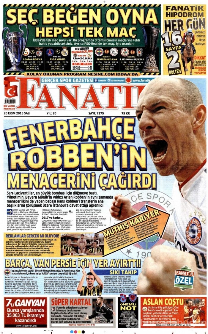 Gazete manşetleri (20 Ekim 2015)