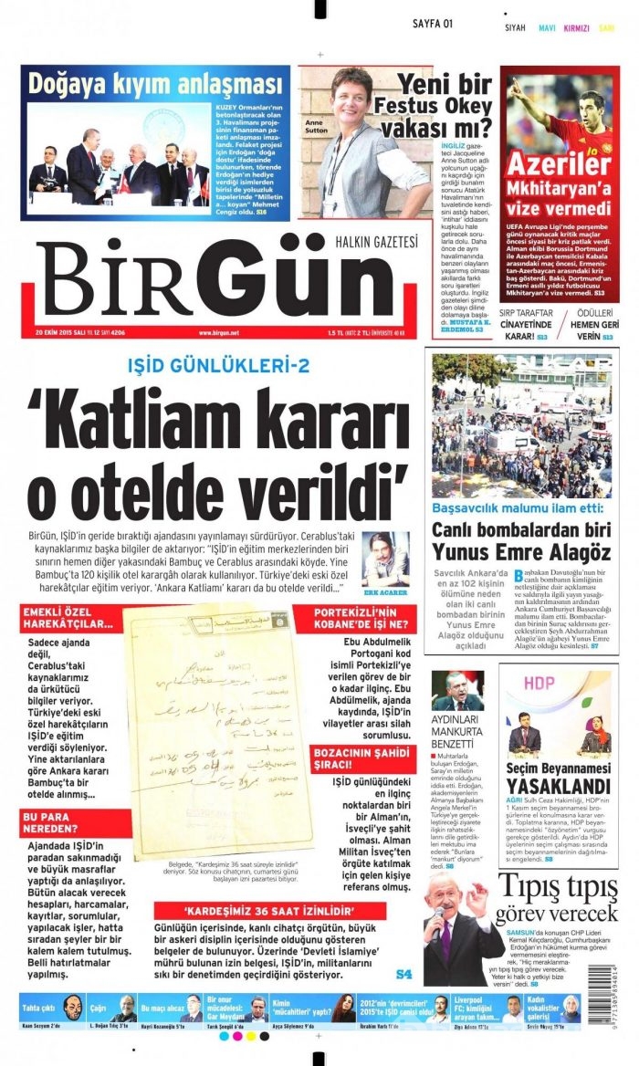 Gazete manşetleri (20 Ekim 2015)