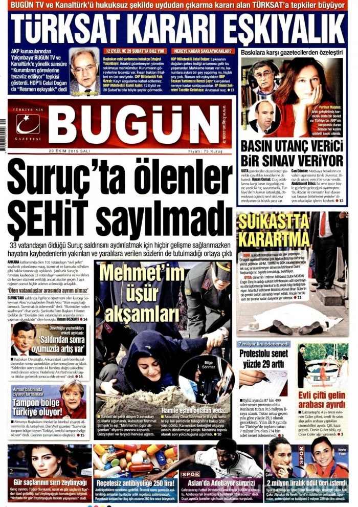 Gazete manşetleri (20 Ekim 2015)