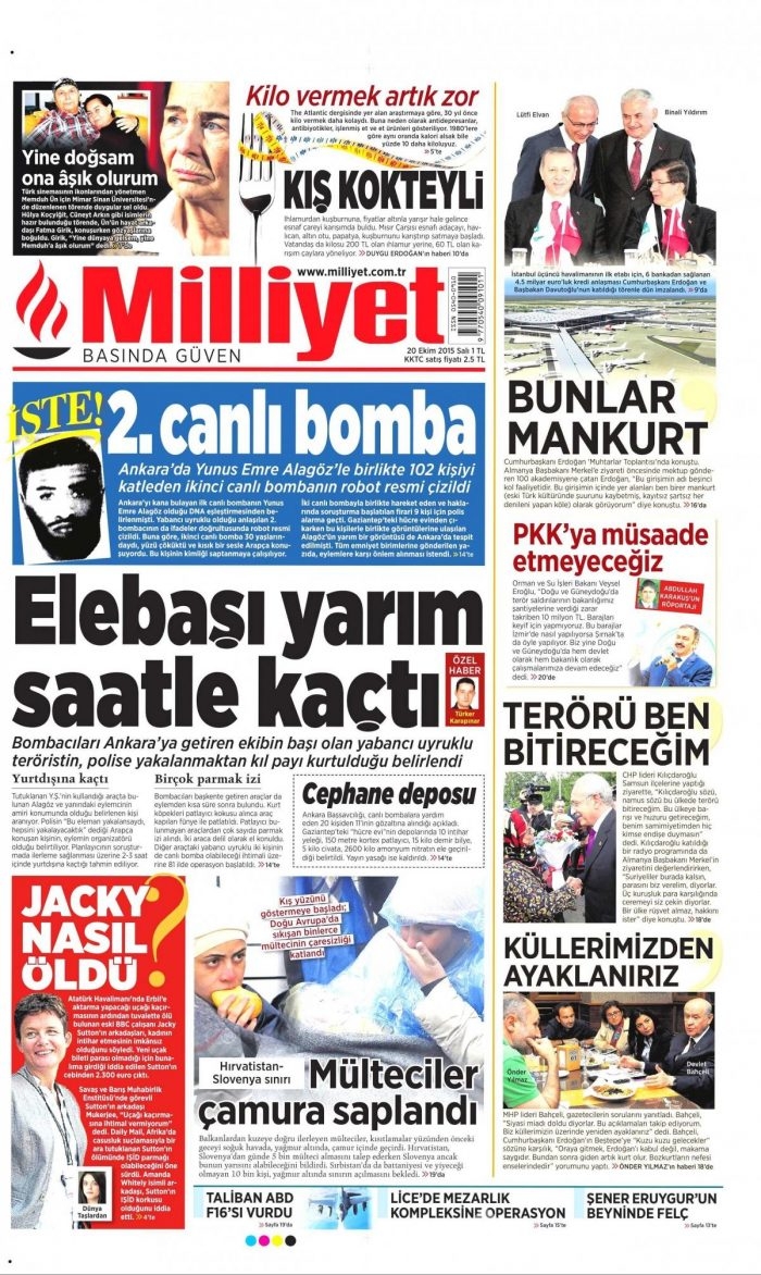Gazete manşetleri (20 Ekim 2015)