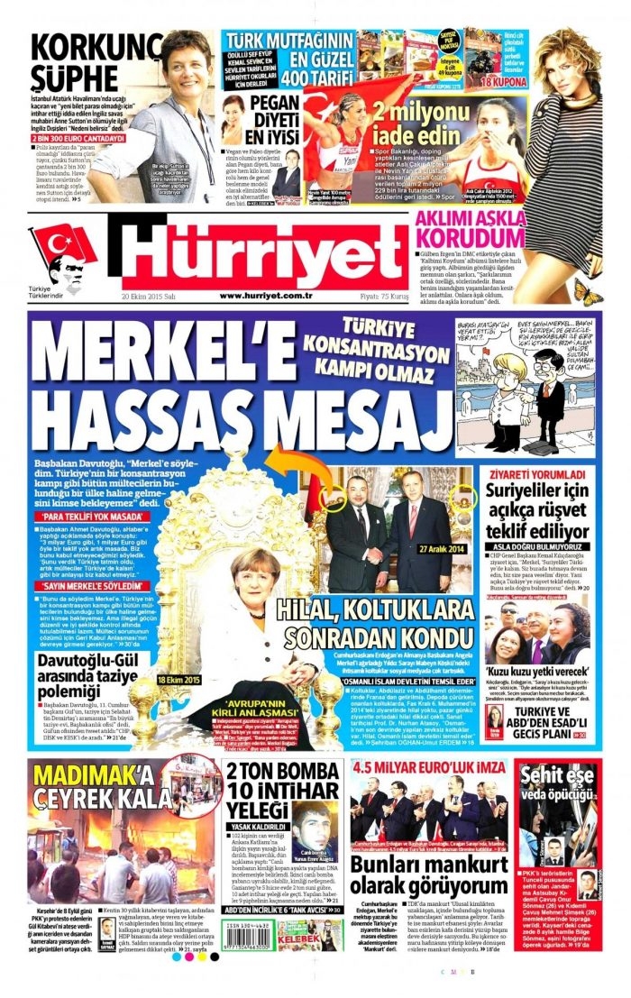 Gazete manşetleri (20 Ekim 2015)
