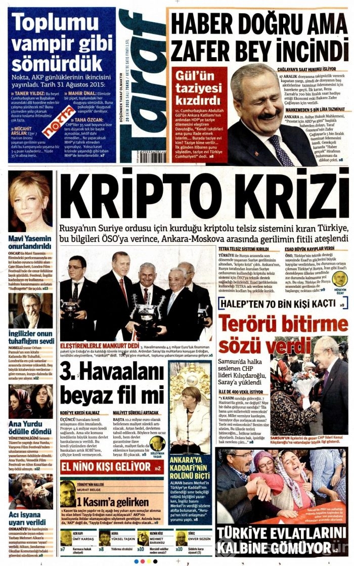 Gazete manşetleri (20 Ekim 2015)