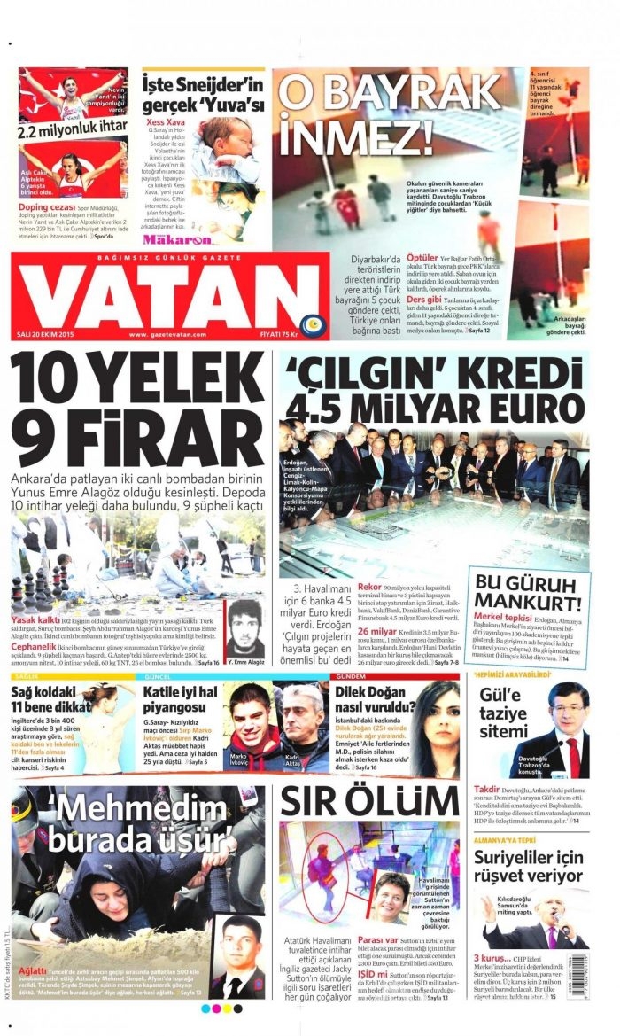 Gazete manşetleri (20 Ekim 2015)