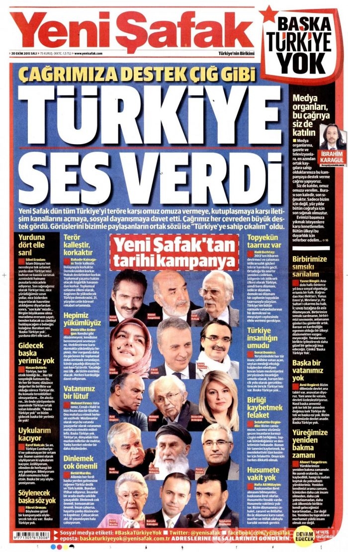 Gazete manşetleri (20 Ekim 2015)