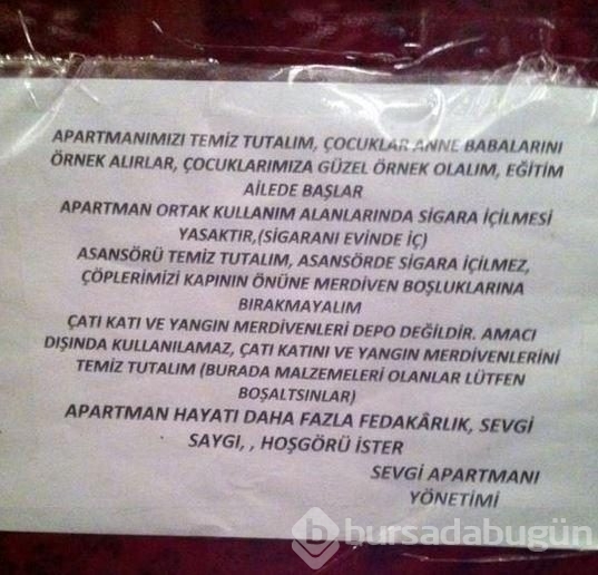 Apartmanlara asılan, güldüren ilan ve duyuru yazıları...