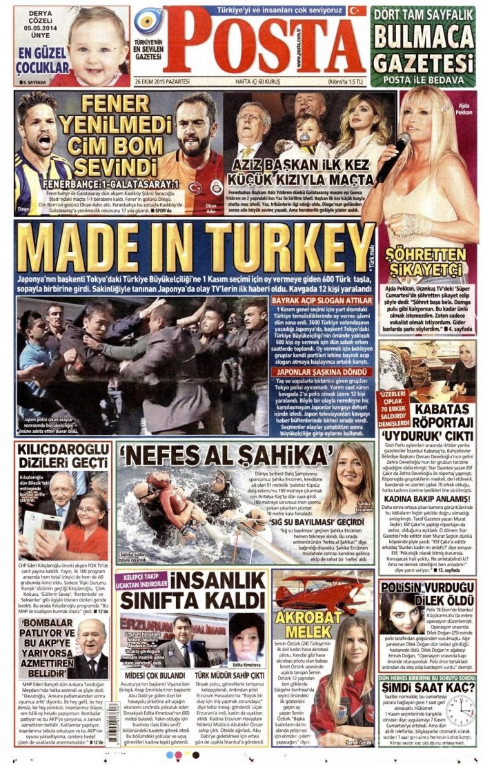 Günün gazete manşetleri (26 Ekim 2015)