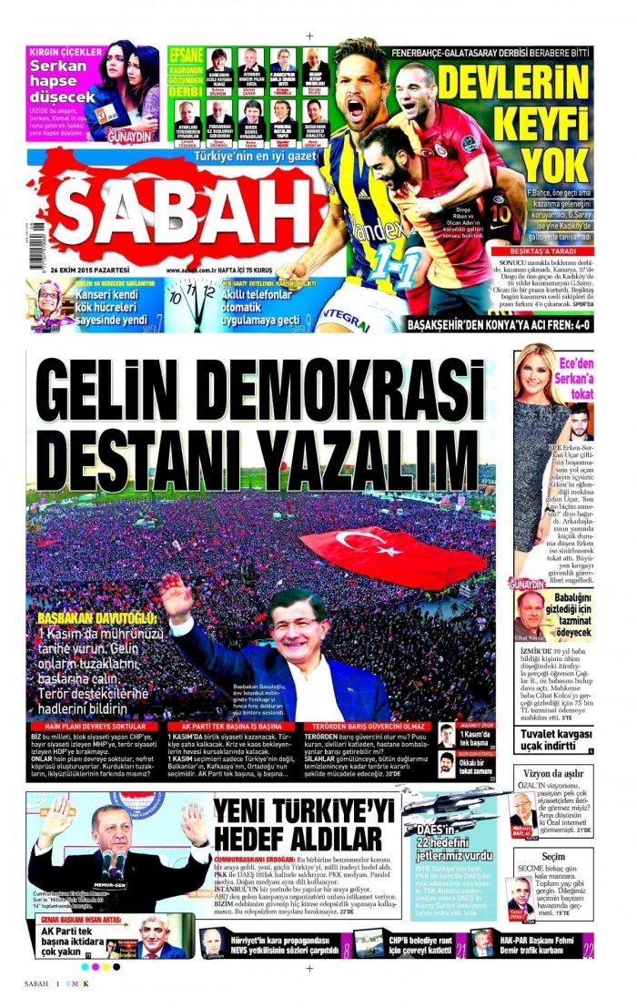 Günün gazete manşetleri (26 Ekim 2015)