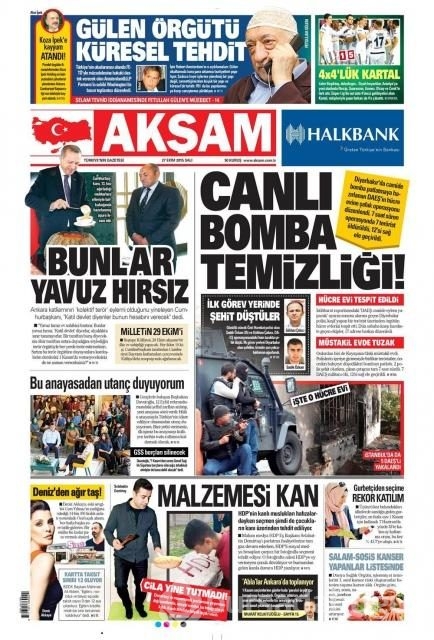 Gazete manşetleri (27 Ekim 2015)