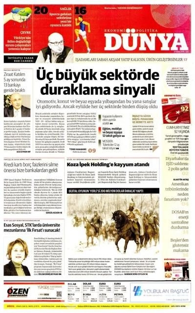Gazete manşetleri (27 Ekim 2015)