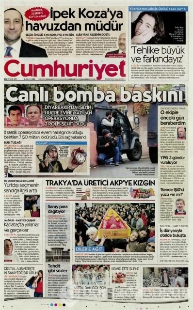 Gazete manşetleri (27 Ekim 2015)