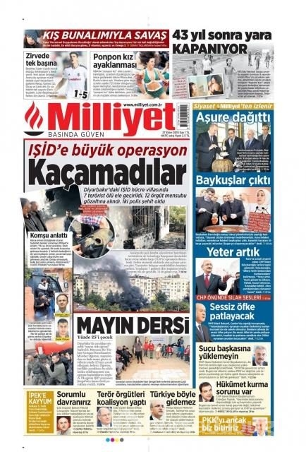 Gazete manşetleri (27 Ekim 2015)