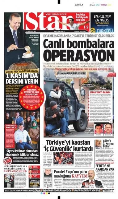Gazete manşetleri (27 Ekim 2015)