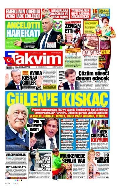 Gazete manşetleri (27 Ekim 2015)