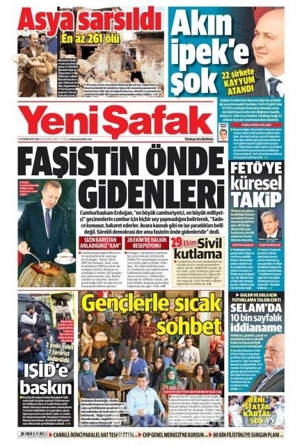 Gazete manşetleri (27 Ekim 2015)