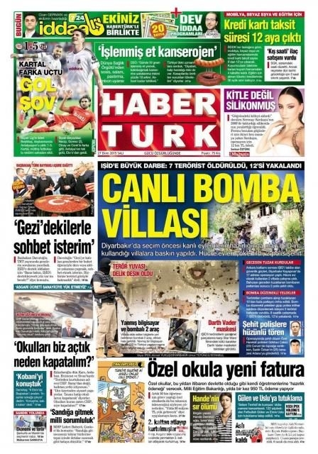 Gazete manşetleri (27 Ekim 2015)