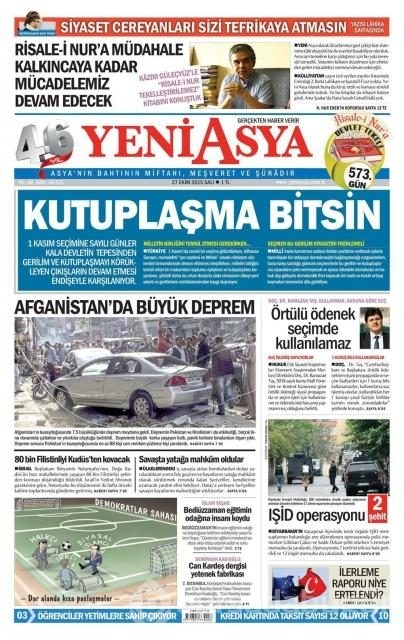 Gazete manşetleri (27 Ekim 2015)