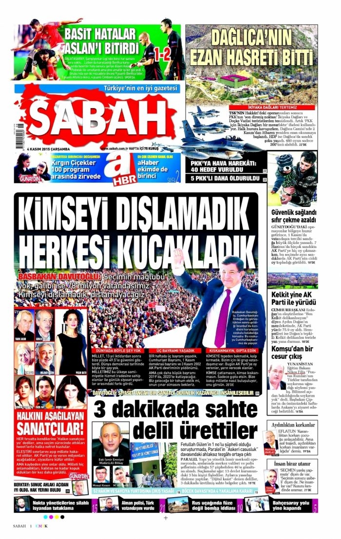 Gazete manşetleri (4 Kasım 2015)