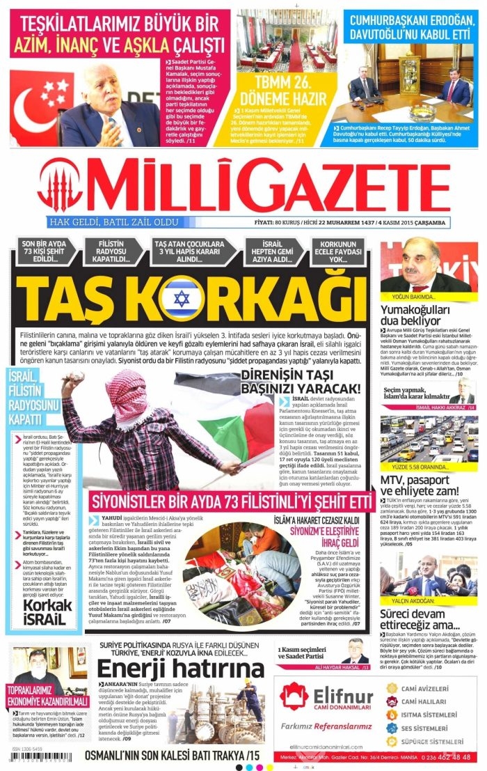 Gazete manşetleri (4 Kasım 2015)
