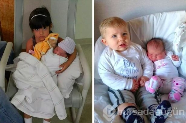 Kardeşlerini ilk kez gören çocuklar