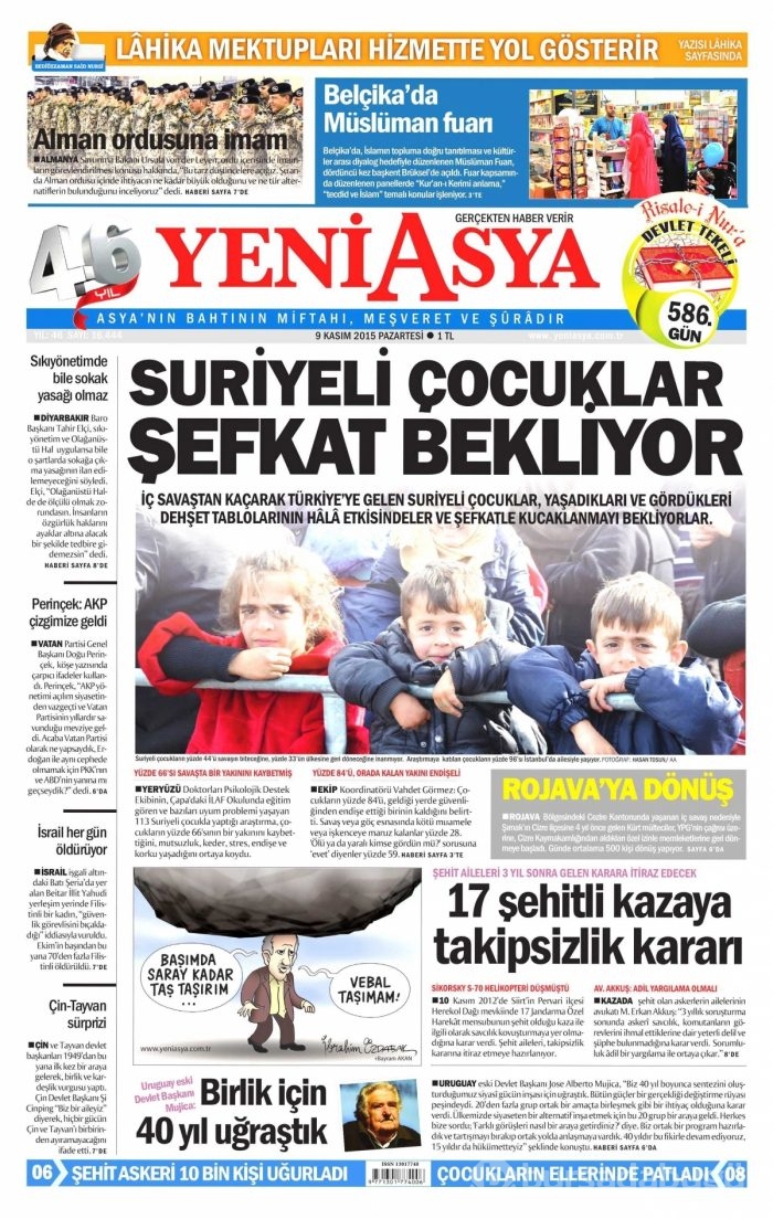 Günün gazete manşetleri (9 Kasım 2015)