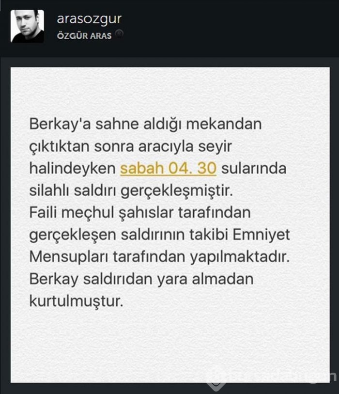 Berkay'a silahlı saldırı