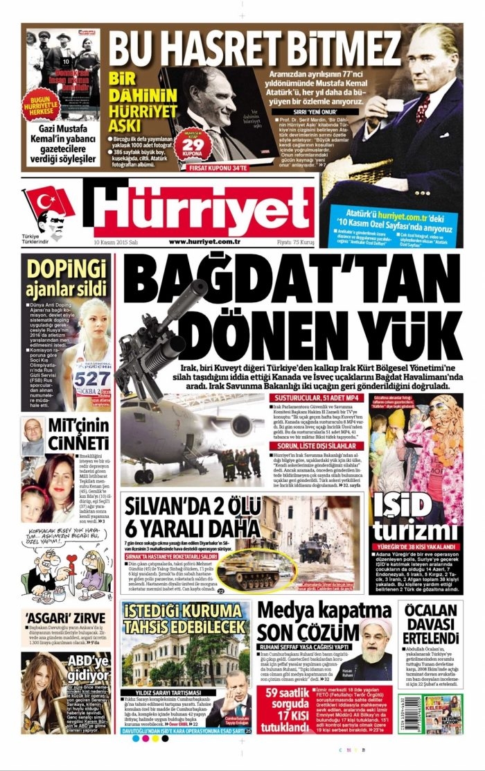 Günün gazete manşetleri (10 Kasım 2015)