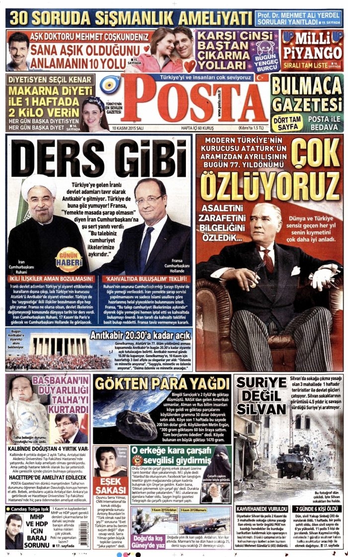 Günün gazete manşetleri (10 Kasım 2015)