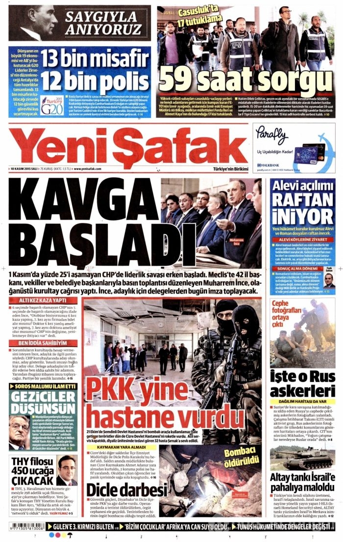 Günün gazete manşetleri (10 Kasım 2015)