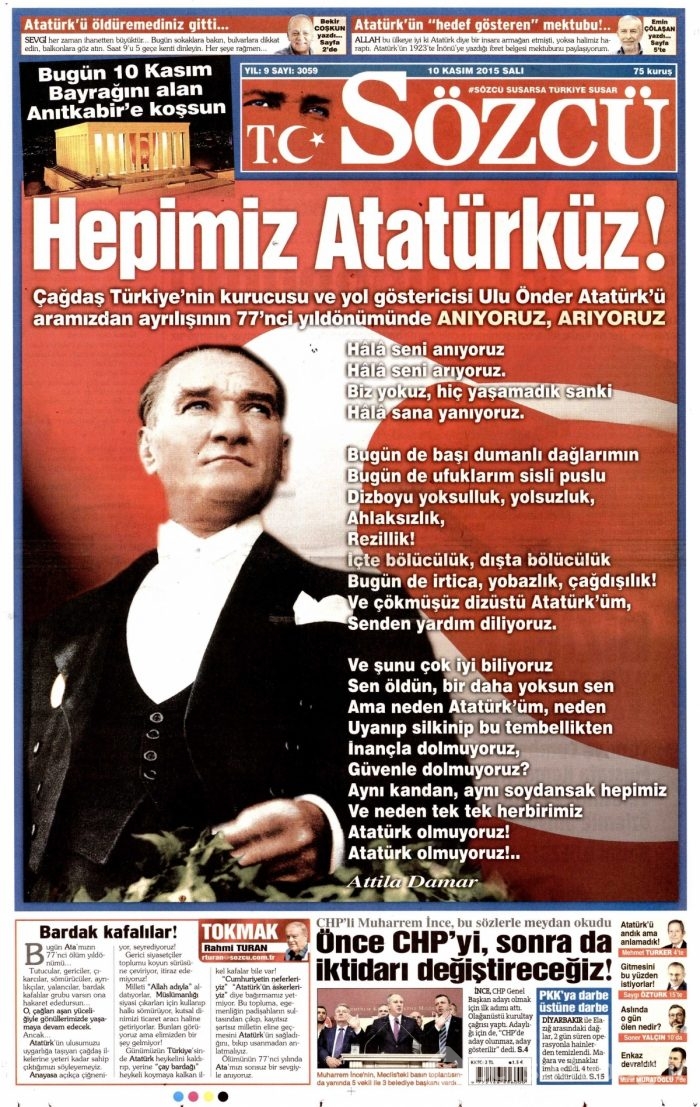 Günün gazete manşetleri (10 Kasım 2015)