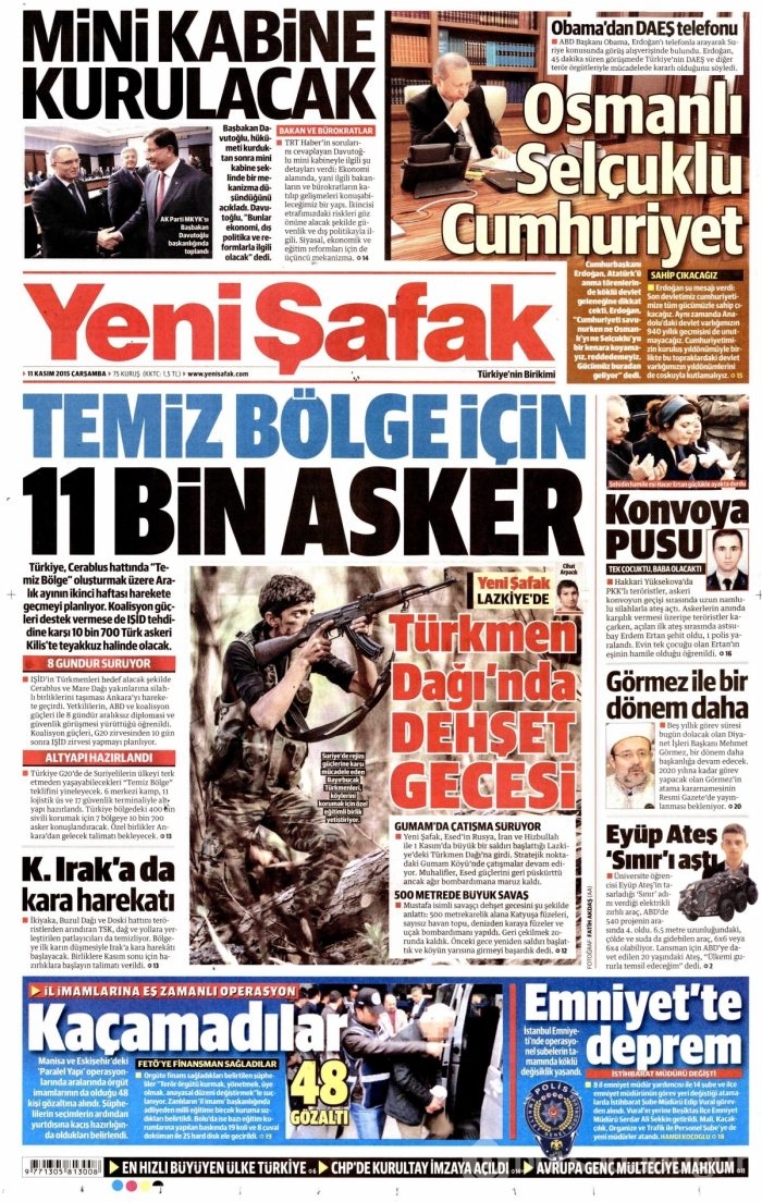 Günün gazete manşetleri (11 Kasım 2015)