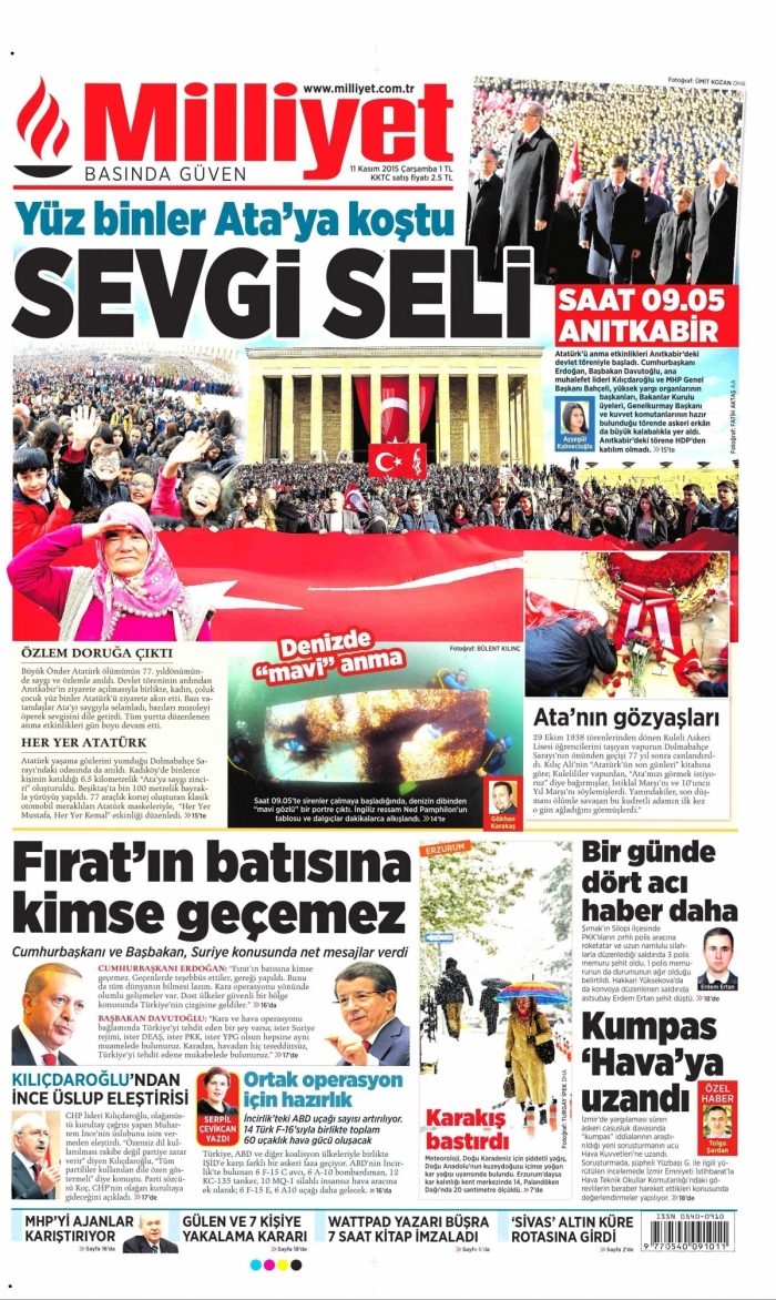 Günün gazete manşetleri (11 Kasım 2015)