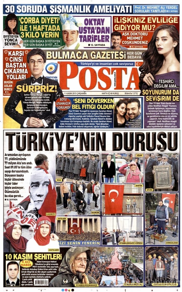 Günün gazete manşetleri (11 Kasım 2015)