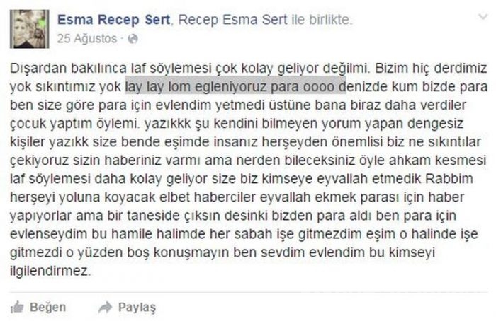 Recep Sert'in eşi isyan etti