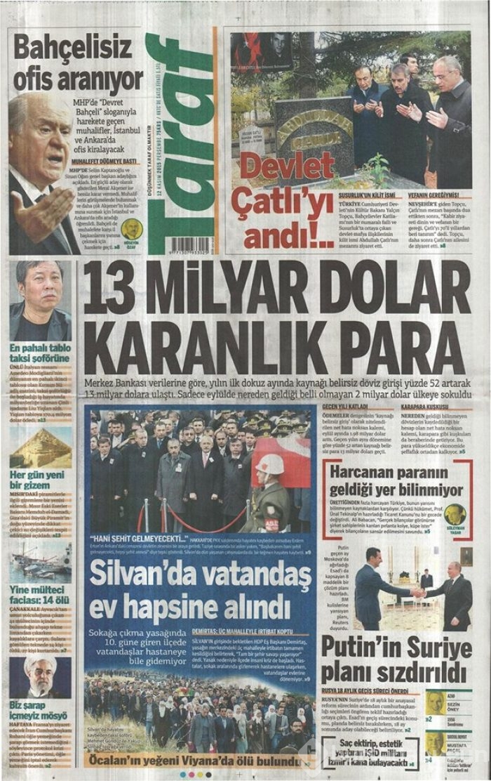 Günün gazete manşetleri 12 Kasım 2015