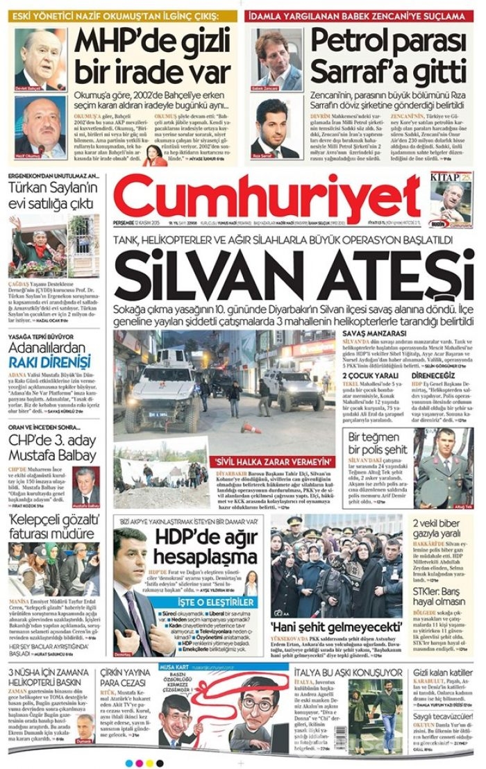 Günün gazete manşetleri 12 Kasım 2015
