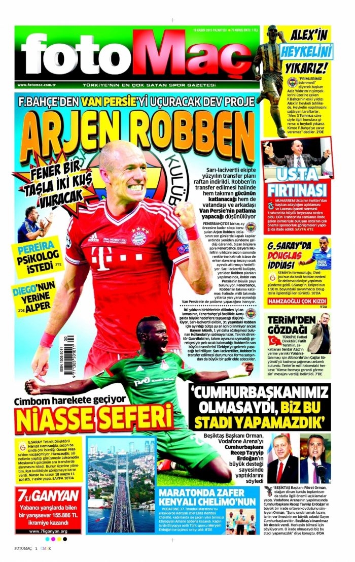 Günün gazete manşetleri (16 Kasım 2015)