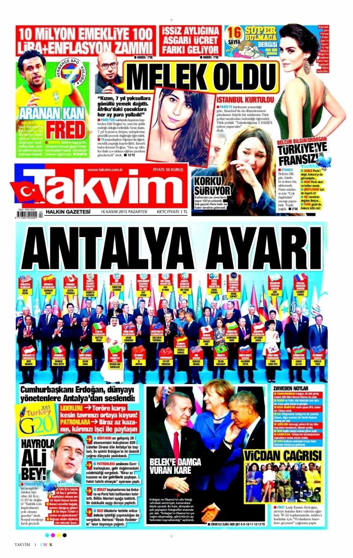 Günün gazete manşetleri (16 Kasım 2015)