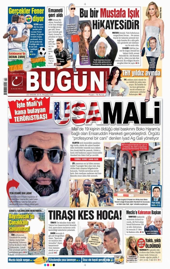 Günün gazete manşetleri (23 Kasım 2015)
