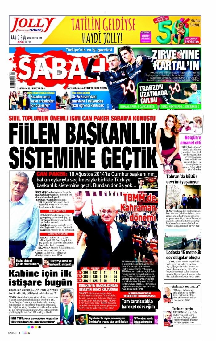 Günün gazete manşetleri (23 Kasım 2015)