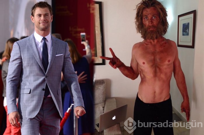 Yakışıklı oyuncu Chris Hemsworth tanınmaz halde