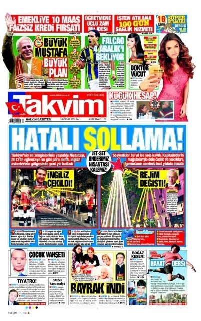 Günün gazete manşetleri (24 Kasım 2015)