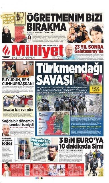 Günün gazete manşetleri (24 Kasım 2015)