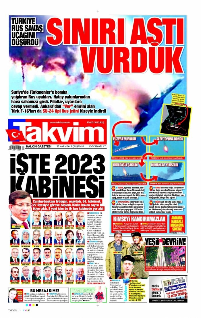 Gazete manşetleri (25 Kasım 2015)